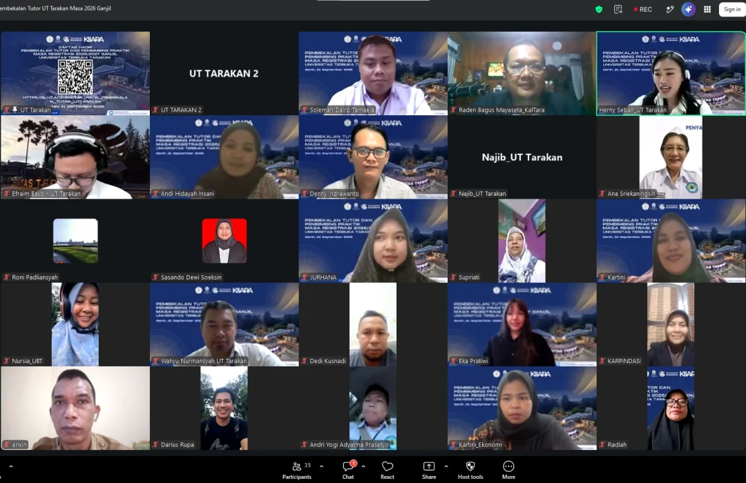 UT Tarakan Gelar Pembekalan Tutor dan Pembimbingan Praktik Masa 2026 Genap Secara Daring